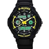 BESSKY Multi Function Military Sports LED Analog Digital Waterproof Alarm Watch (Yellow)