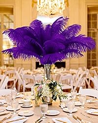 VIJIV Natural Purple Large Ostrich Feathers Bulk 10