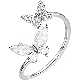 WPPHXY 925 Sterling Silver Butterfly Ring Handmade Rings Dainty Adjustable Open Cuff Rings Jewelry Gifts for Women