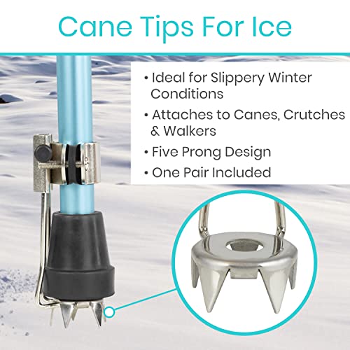 Vive Cane Tips for Ice All Terrain Heavy Duty (2 Pack) Metal