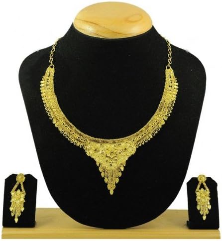 South Indian Wedding Gold Plated Collar Necklace set - Indian Traditional Jewellery For Women By Multiline Company