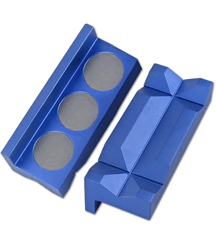 sourcing map 2set Magnetic Vise Jaws 4 Inch Magnet V-Grooves Soft Aluminum Bench Jaw Pads Covers Multi-Purpose Protector for Woodworking Jewelry Making Plumbing, Red sourcing map 2set Magnetic Vise Jaws 4 Inch Magnet V-Grooves Soft Aluminum Bench Jaw Pads Covers Multi-Purpose Protector for Woodworking Jewelry Making Plumbing, Red