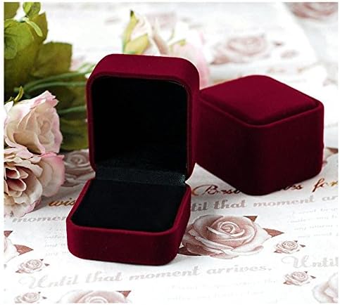 Velvet Square Ring Earring Jewelry Display Necklace Storage Gift Box Case Hot Color:Wine Red