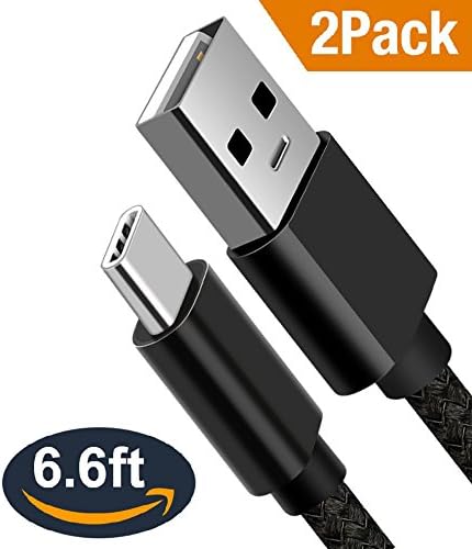 USB Type C Cable,[2PACK 6.6FT] Long Nylon Braided Fast Charging Cord,CiCely USB to USB C Charger for Samsung Galaxy S8,S8+,S8 Plus,LG G6 V20 G5,Google Pixel XL,Nexus 5x/6p,OnePlus 3T,MacBook Pro