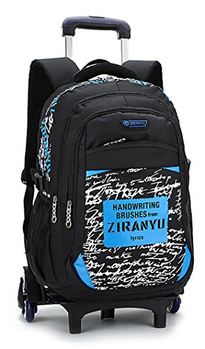 Meetbelify Rolling Backpack School Bags For Boys Removable Trolley Luggage Blue With Wheeles