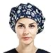 Outsport Print Flower Scrub Hat Surgical Caps for Women Ponytail