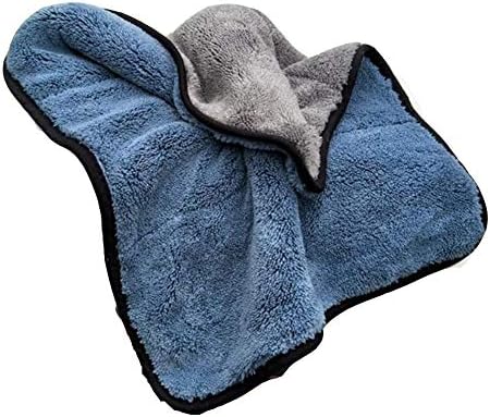 Tafeiya 1piece Car Microfiber Cleaning Cloths Lint Free Dual Layer Drying Auto Detailing Towel for Car & Motorcycle 840gsm(30cmx60cm,Grey)