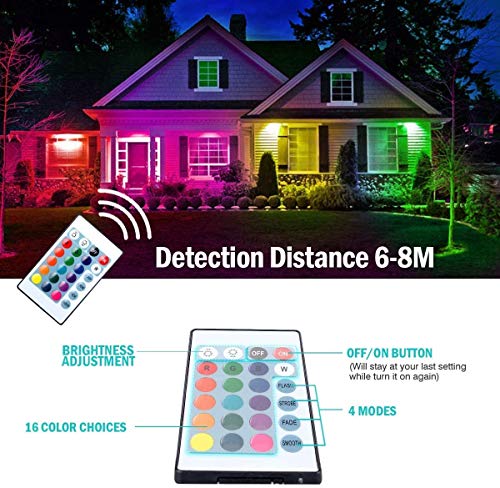 T-SUNUS RGB LED Strahler 100W, RGB Strahler Outdoor RGB LED Fluter IP65 Wasserdicht LED Strahler Außen RGB mit Fernbedienung 16 Farben und 4 Modi für Party Garten Festival Deko Weihnachten – Bild 4
