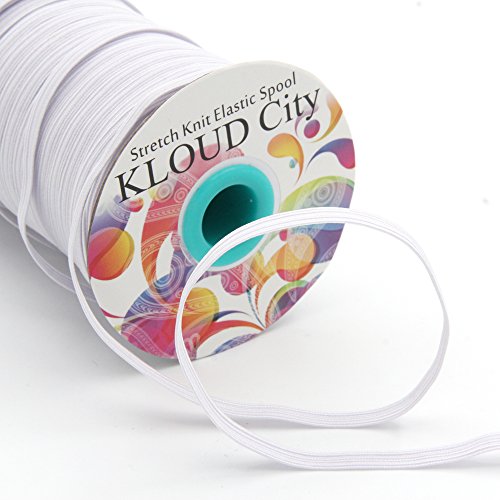 KLOUD City White 70-Yards Length 1/4" Width Braided Elastic Cord, Elastic Band, Elastic Rope, Bungee, Black Heavy Stretch Knit Elastic Spool - Thumbnail 2