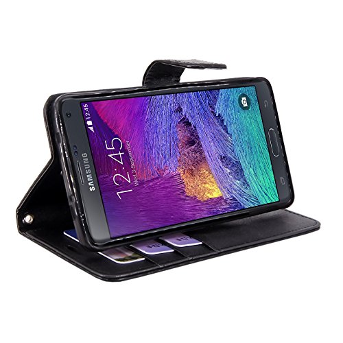 image for Samsung Galaxy Note 4 Case-Cellularvilla Pu Leather Wallet Card Flip O