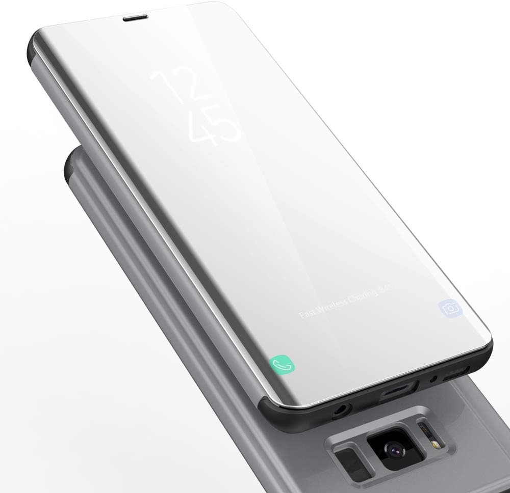 AURSEN Galaxy S9 Case, Protective PU Stand Case for Samsung Galaxy S9 2018 Release, Retail Package (Silver)