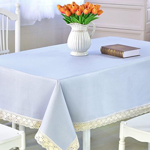 DARUITE Square Tablecloth Heavy Weight Vinyl Rectangle Tablecloth Oil-proof/Waterproof Stain-resistant/Mildew-proof - Great for Buffet Table, Parties, BBQ's, Wedding &amp; More (Lake Blue,61x71Inch)