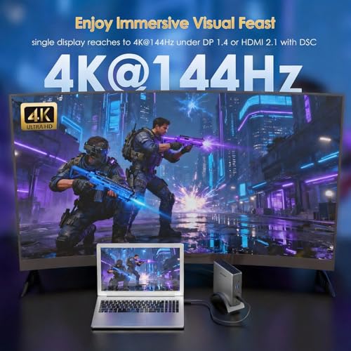 Laptop Docking Station, PD3.1 Triple Display Dock with 140W Power, 8K@30Hz/4K@144Hz HDMI*2 + Displayport, USB-C 10Gbps, 2* USB-A 5Gbps, Gigabit Ethernet, Audio/Mic, for Windows,Lenovo,HP,Dell