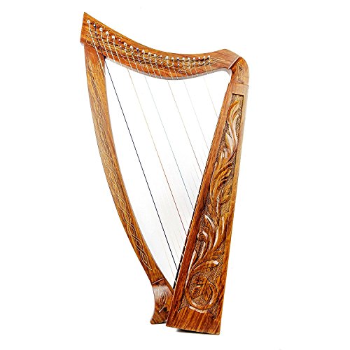 36" Large 22 Strings Harp Solid Wood Celtic Irish rose Harp Engraved wood