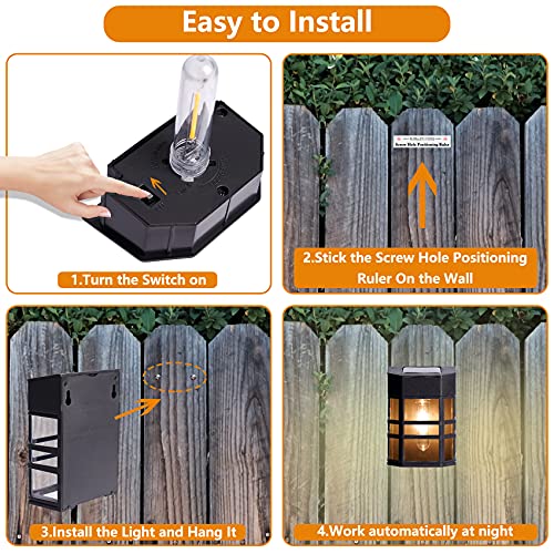 Solar Wall Lights Outdoor, 6 Pack Solar Deck Fence Lights Waterproof