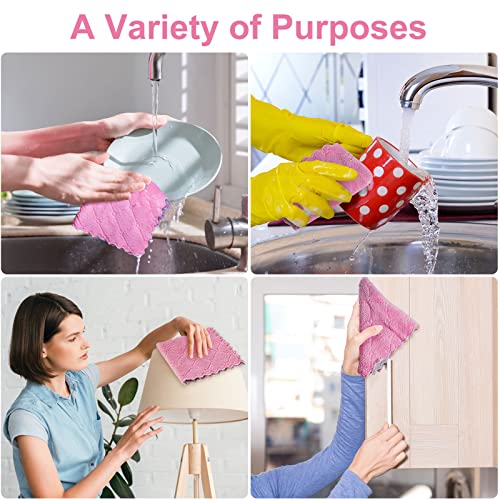 20 Packs Kitchen Cloth Dish Towels, Nonstick Oil Fast Drying Washcloths, Premium Dish Cloths for Kitchen, Car, Bathroom Cleaning, Reusable Highly Absorbent Cleaning Clothes, Purple&Grey
