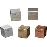 5Pcs 1 inch Metal Block Set,Metal Cube-Brass, Copper,Iron,Steel &amp; Aluminumfor Density Investigation,Specific Gravity,Collectible,Specific Heat Experiment
