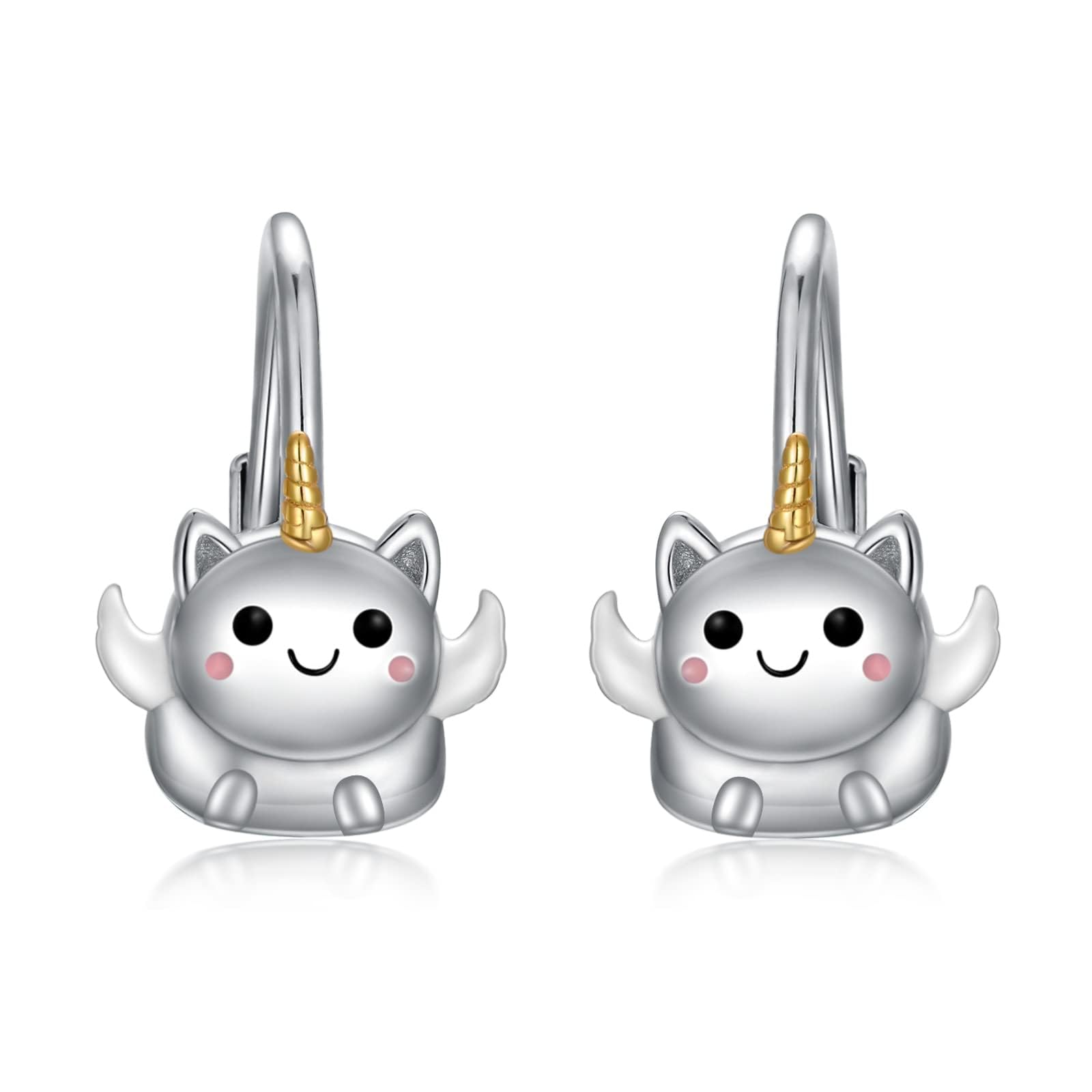 Flpruy Unicorn Earrings for Girls 925 Sterling Silver Unicorn Leverback Earrings Children's Day Jewelry Gifts for Girls Women Daughter