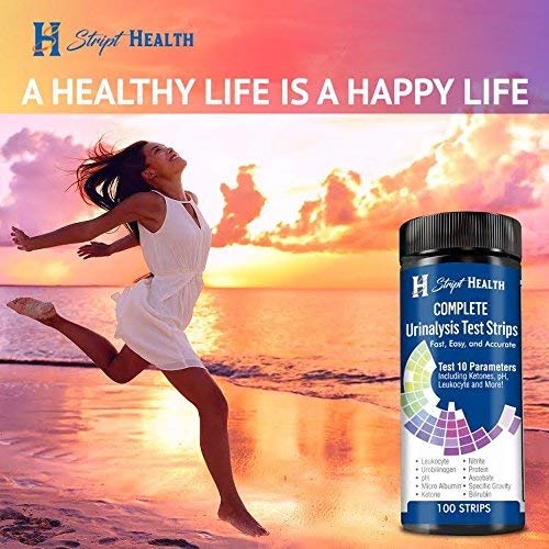 Urine Test Strips - Stript Health 10 Parameter Complete Urinalysis Testing 100ct, Urinary Tract Infection Strips (UTI) Ketones - Protein - pH - Great for Easy Testing Kidney, Liver, Ketosis & Paleo - Thumbnail 4