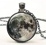 Full Moon Necklace, Space Picture Pendant, Galaxy