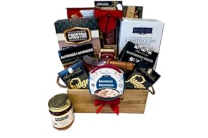 Gourmet Elegance Gift Basket - Delectable Meat, Sweets and Savoury Selection - European Inspired Salami (250gr), Hummus or Ch