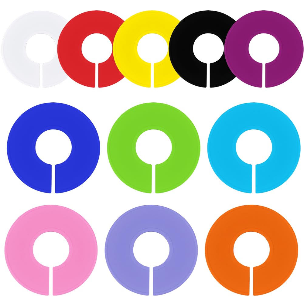 CRASPIRE 11 Colors Clothing Rack Dividers Round Blank Plastic Clothing Hanger Sorting Reusable Ring Wardrobe Organizer Separator Closet Rack Size Divider for Home Retail Hangers Shopping Malls