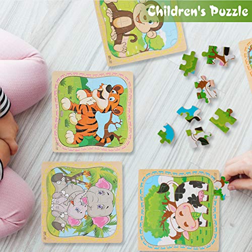 LovesTown Wooden Jigsaw Puzzles,6 Pcs Preschool Puzzles 2-5 Years Old Toddler Puzzles 16 Pieces Animal Puzzles for Kids Preschool Educational Learning Toys