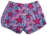 Made with Love and Kisses Girl's Fuzzy Plush Pajama/Loungewear Shorts - Multi Swirly Stars - 8/10