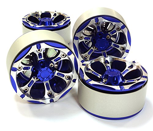 Integy Hobby RC Model C26617BLUE 1.9 Size Billet Machined Alloy 6X Spoke Wheel(4)High Mass Type for Scale Crawler