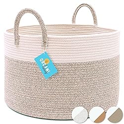 OrganiHaus Brown Towel Basket for Bathroom | Large
