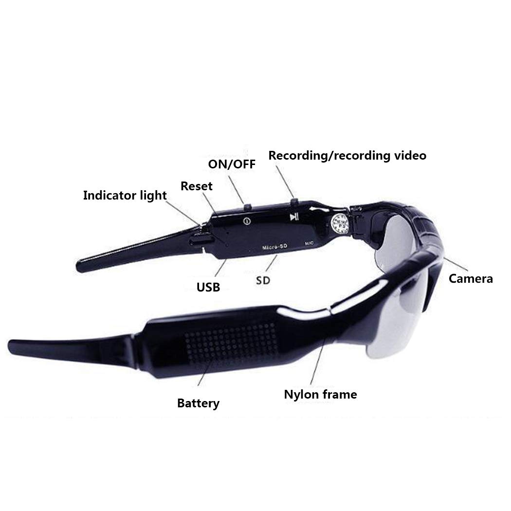 Roseni 1280x960 Resolution Camera Digital Sunglasses Climbing Eyewear Video Recoder (Black)