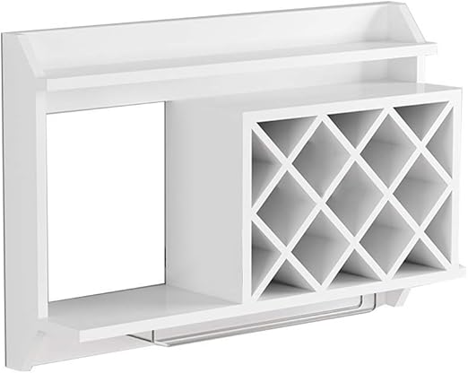 Bjia Massivholz Wohnzimmer Weinregal Wandmontage Esszimmer Buro Weinflaschenregal Regal Weiss Amazon De Baumarkt