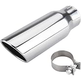 LCGP 3 Inch Inlet Exhaust tip 4" Inch Outlet 12" Long Clamp On Stainless Steel Exhaust Tailpipe Tip for Truck Polished