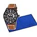 Voeons Men‘s Watches Brown Leather Strap Quartz Auto Date Casual Watch