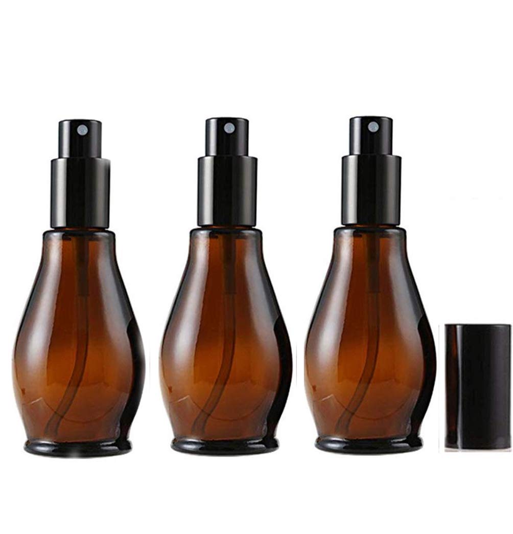 ericotry 3PCS 30ml/1oz Empty Refillable Amber Glass Sprayer Bottles Cosmetic Perfume Storage Spray Containers with with Black Atomiser Sprays and Anti-Dust Cap For Essential Oil/Aromatherapy
