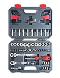 Juego de herramientas mecánicas CTK84CMP Crescent, SAE / métricas, con llaves de carraca de 1/4 pulgada y 3/8 pulgadas y puntas de atornillar de 6 y 12 caras (84 piezas)