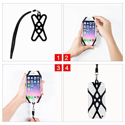 2 in 1 Cell Phone Lanyard Rocontrip Strap Case Holder with Detachable Neckstrap Universal for Smartphone iPhone 8,7 6S iPhone 6S Plus,Samsung Galaxy Google Pixel 4.7-5.5 inch (Black)