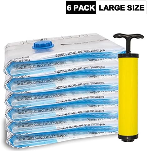 SpaceSaver Bags Premium Reusable Vacuum Storage Bags (6 Large) Perfect for Travel and Home Storage by GMVPlus