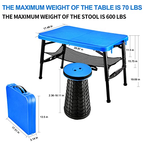 KPR Retractable Folding Table and Stool Set,Portable Camping Foldable