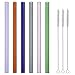 GINOVO 200mm 10mm Reusable Straight Glass Drinking Straws, Set of 6 with 3 Cleaning Brushes, Multi Color - Green, Orange, Purple, Pink, Grey, Blue