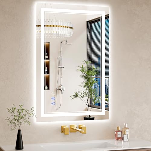 WISSMIELS LED Bathroom Mirror 24X36 Anti-Fog Dimmable