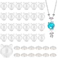 PH PandaHall 24pcs Mini Clear Glass Globe Bottles, Cat Head Empty Wish Ball Bottles Charms Glass Dome Glass Vial Pendant with Crown Brass Bails Caps for DIY Earring Necklace Pendant Jewelry Making