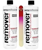 Onyx Professional 100% Acetone Nail Polish Remover with Nail File Removes Artificial Nails, Nail Polish, Gel Polish & Glitter Polish, 16 Oz (2 Bottles)