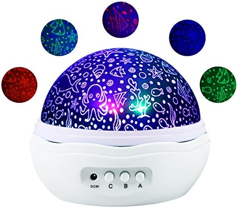 360° Rotation Ocean World Projector with Projection Mode and Night Light Mode, 9 Color LED Night Light