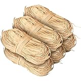 300g Natural Raffia, Raffia Ribbon Perfect for Crafts Weaving or Bouquets Decoration, Total 6 x 50g