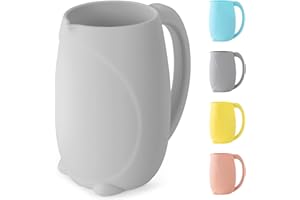 MANDOO Bath Rinse Cup with Easy Grip Handle - Baby Brand, Children's Shampoo and Body Wash Rinser, Food Grade Silicone, Penguin (Grey)