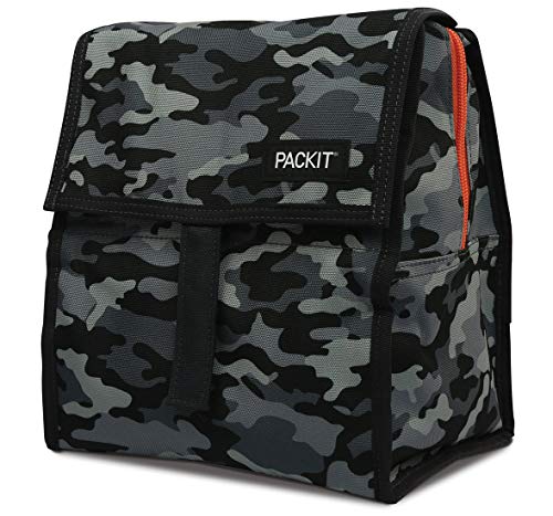 PackIt Freezable Lunch Bag with Zip Closure, Charcoal Camo - Thumbnail 7