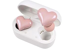 Heart Shaped Earbuds, Cute Heart Shaped Headphones Portable Stereo Headset Microphone with Charging Case, Waterproof Cute in 