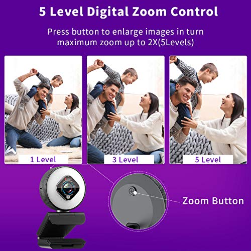 Streaming Webcam 1080P with Ring Light - HD Web Camera with Digital Zoom Autofocus for Computer PC Laptop Mac - Angetube… - Image 3