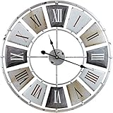 Sorbus Large Decorative Wall Clock, Centurion Roman Numeral Hands, Vintage Industrial Rustic Farmhouse Style Modern Home Decor Ideal for Living Room, Analog Wood Metal Clock, 24â€ Round